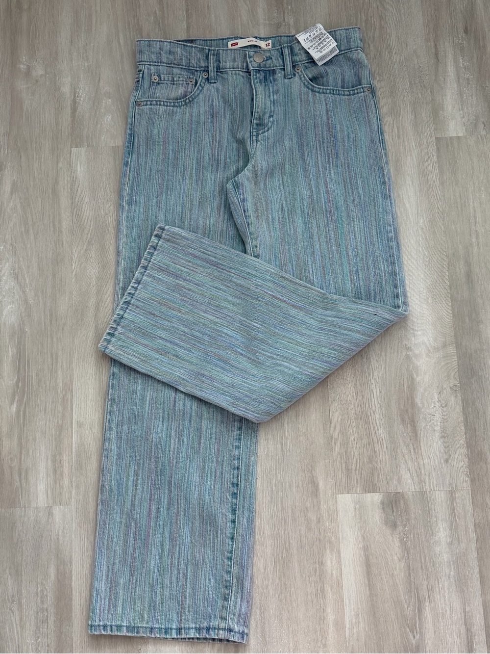 Kids Multicolor Stripe Jeans - Light Blue